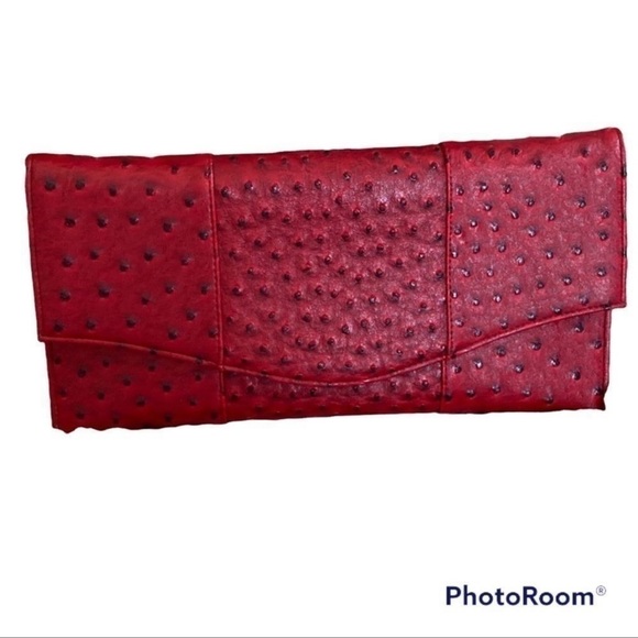 LEE SANDS Vegan Leather Clutch Black/Red NWOT - Picture 1 of 6